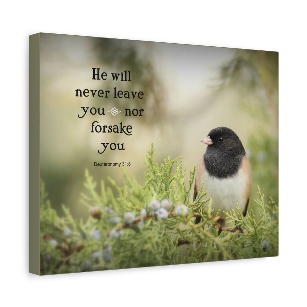 Scripture Canvas Never Forsake Deuteronomy 31:8 Christian Wall Art Bible Verse